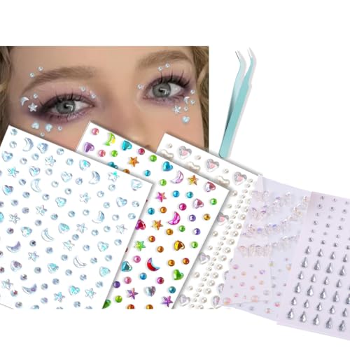 MAYCREATE® Face Gems Stickers Hair Face Eye Jewels Sticker Rhinestones Self Adhesive Festival Rave Accessories Stickers for Kids Women MAYCREATE® Face Gems Stickers Hair Face Eye Jewels Sticker Rhinestones Self Adhesive Festival Rave Accessories Stickers for Kids Women